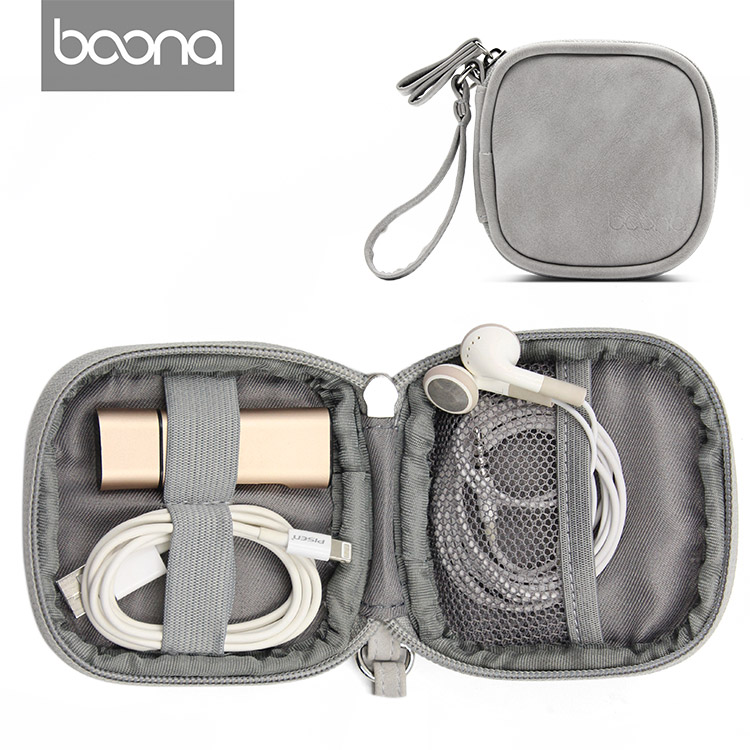 Waterproof PU Leather Earphone Bag-Square